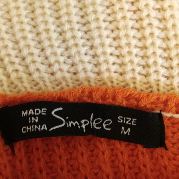 Chunky color block cowlneck sweater size M - Picture 4 of 5